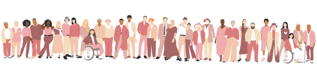 Multinational couples. Flat vector illustration.