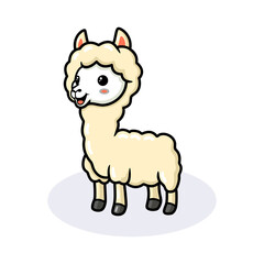 Cute little alpaca cartoon posing