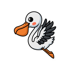 Cute pelican bird cartoon flying