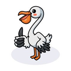 Cute pelican bird cartoon giving thumb up