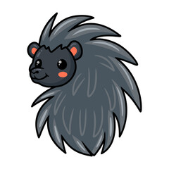 Cute black little hedgehog cartoon posing