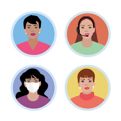 Fashion womans avatar set