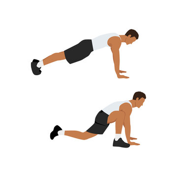 Man doing Groiners exercise. Flat vector illustration isolated on white background