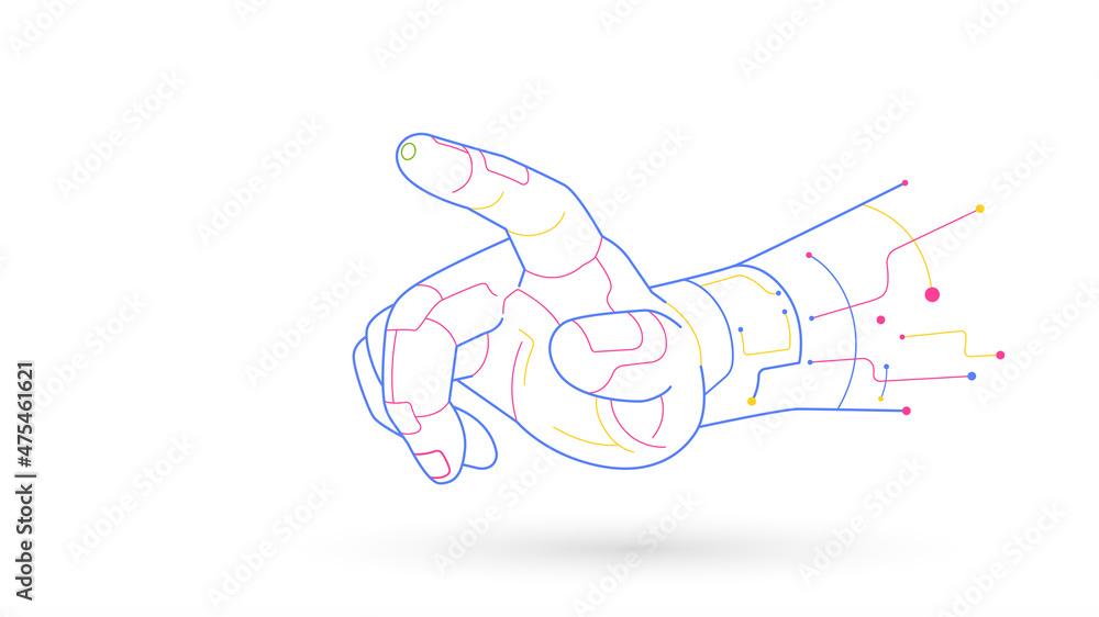 Poster robot hands touching tech connection