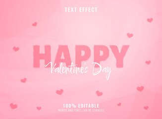 Fototapeta na wymiar elegant pink watercolor happy valentines day text effect with love