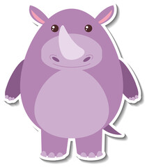 Chubby rhinoceros animal cartoon sticker