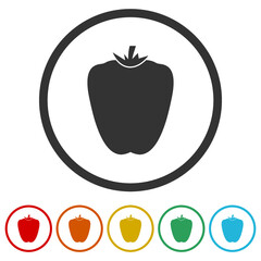 Bell pepper icon isolated on white background, color set