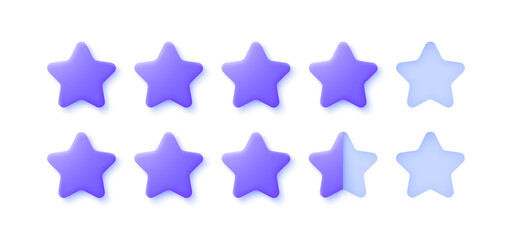 Violet Stars 3d vector illustration. Business vector icon. Stars 3d, great design for any purposes