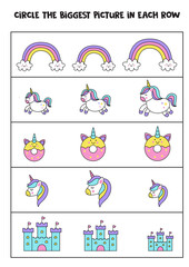 Find the biggest cute picture in each row.