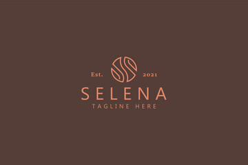S Letter Initial Logo Coffee Bean Concept Simple Line Shape. Monogram Symbol Business Branding.