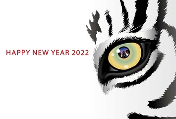 2022年寅年　虎の目　白虎　年賀状テンプレート