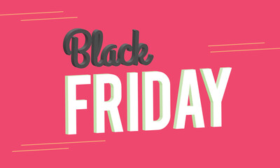 Fototapeta na wymiar Black Friday 3D black and white text lettering on pink background, Black Friday Sale
