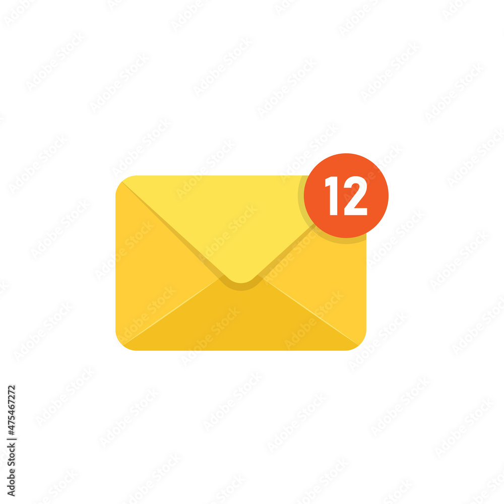 Poster new incoming messages icon in flat style. envelope with notification vector illustration on isolated