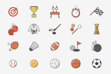 Sport Icons set - Vector color symbols of type of sports for the site or interface