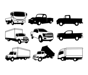 pickup and box truck transportation vehicle illustration pack
