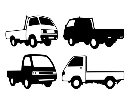 pickup car transportation truck vehicle silhouette and illustration