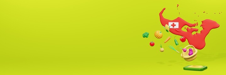 3d rendering of vegetable consumption in Tonga for data display and social media