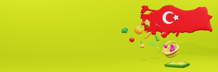 3d rendering of vegetable consumption in Turkey for data display and social media