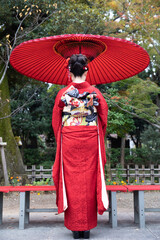 成人式　振袖　和服　和傘　帯　つまみ細工
