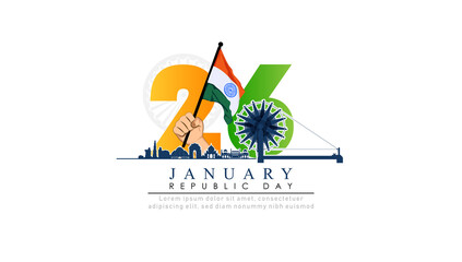 26 January-illustration of  Happy Republic Day of India celebration.