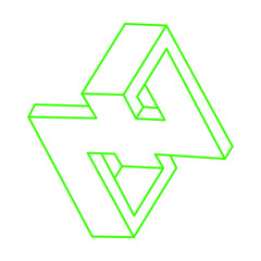 Impossible shapes. Sacred geometry. Optical illusion logo. Abstract eternal geometric objects. Impossible endless outline. Impossible geometry object on a white background. Optical art.