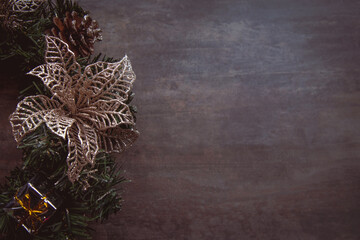 christmas decoration on wooden background