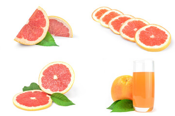 Naklejka na ściany i meble Set of grapefruit isolated on a white background