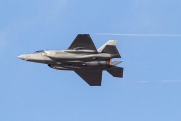 Fototapeta na wymiar Lockheed F-35A taking off with full afterburner.