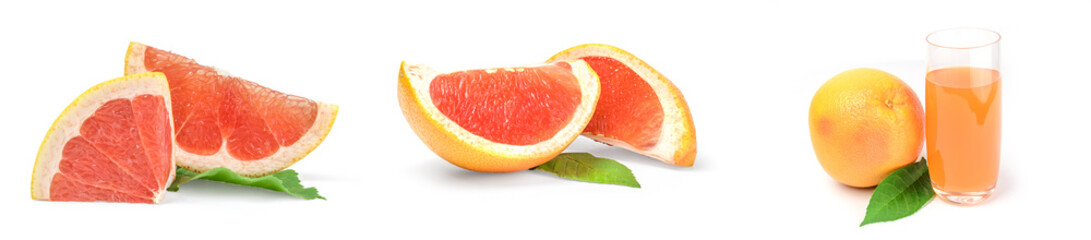 Collage of grapefruit isolated on white