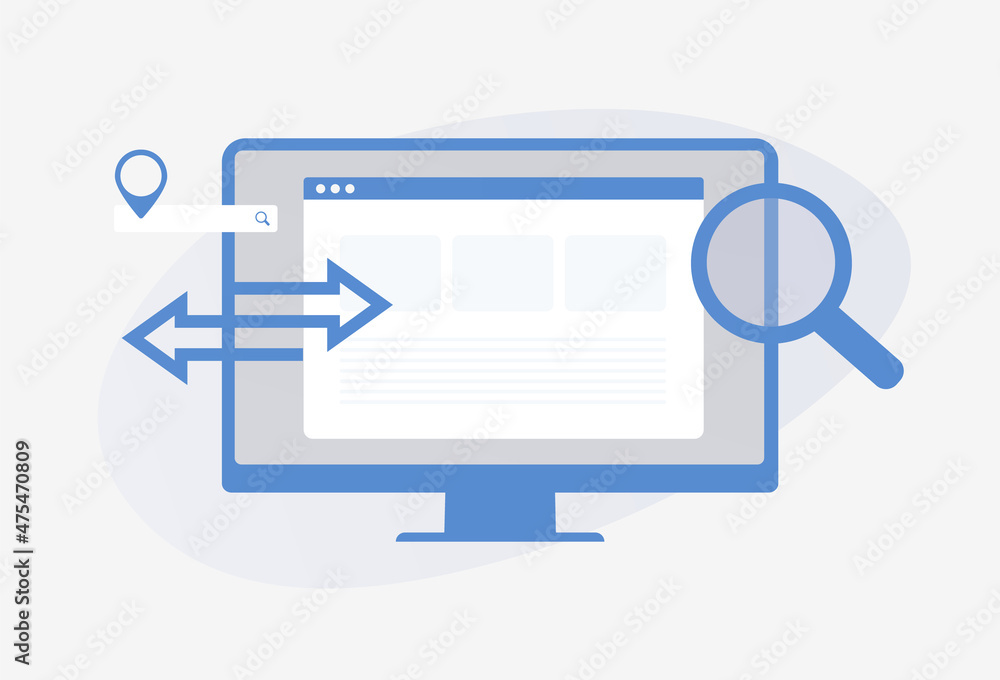 Poster seo link building service concept. backlink marketing strategy with digital search engine optimizati