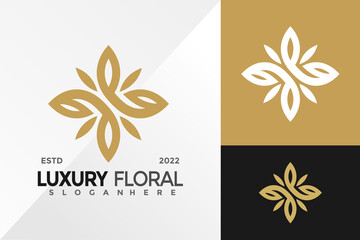 Luxury Floral Line Logo Design Vector illustration template