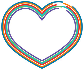 Heart formed by colourful curved line