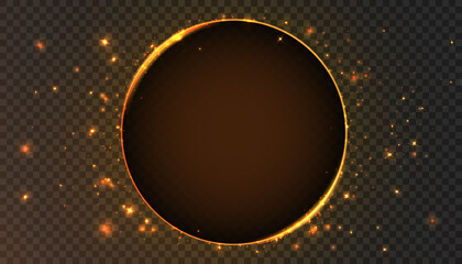 Vector gold frame with light effects. Isolated on black transparent background. Vector illustration, eps 10.	
