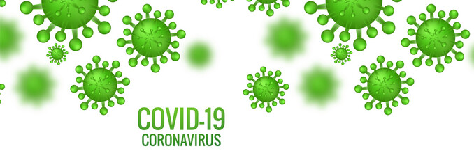 .Coronavirus microbe cells in infected banner background