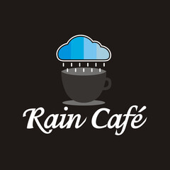 rain cafe logo concept vector illustration