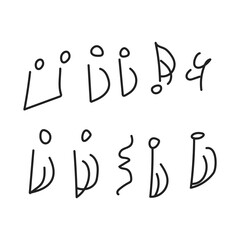 Music text symbols drawing outline vector illustration set