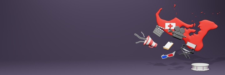 3d rendering of cinema in Tonga for social media and website covers