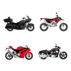 Motorbike set. Motor transport detail sports road moto collection
