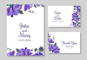 .Lovely flowers widding card template design