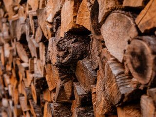 Montón de madera para leña