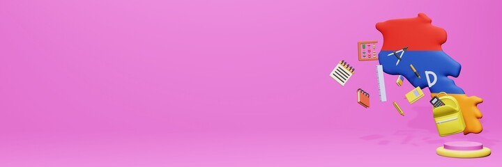 3d rendering of school tools usage for school entrance and holiday websites in Armenia