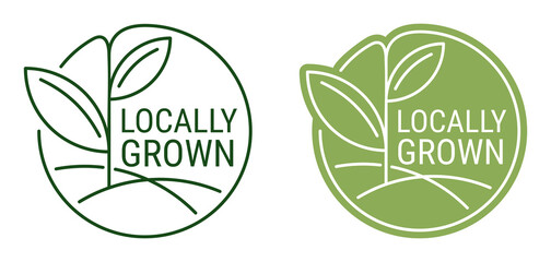 Locally grown stamp in thin line