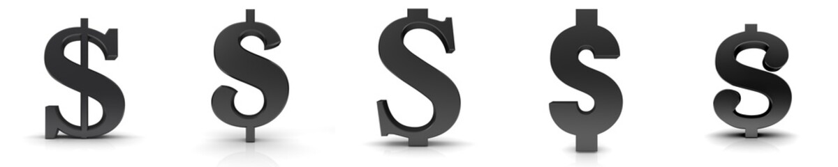 Naklejka premium Dollar $ sign black symbol 3d