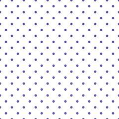 Kleur van het jaar 2022, zeer peri, polka dots vector naadloze patroon achtergrond.