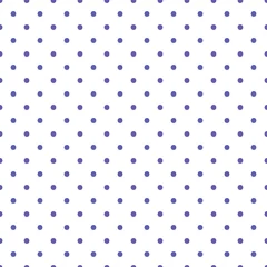 Afwasbaar behang Kleur van het jaar 2022, zeer peri, polka dots vector naadloze patroon achtergrond. © cosmic_pony