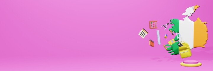 3d rendering of school tools usage for school entrance and holiday websites in Ireland