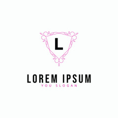 Creative vintage monogram logo with floral frame