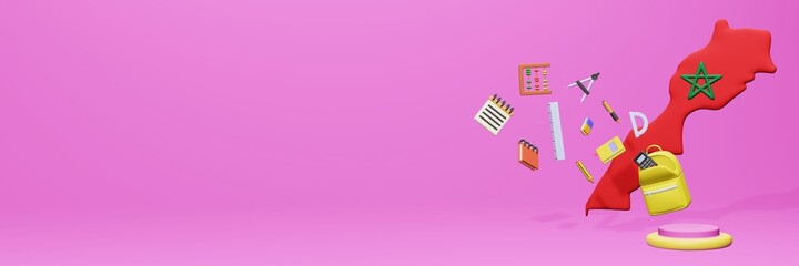3d rendering of school tools usage for school entrance and holiday websites in Morocco