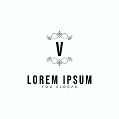 Creative vintage monogram logo with floral frame