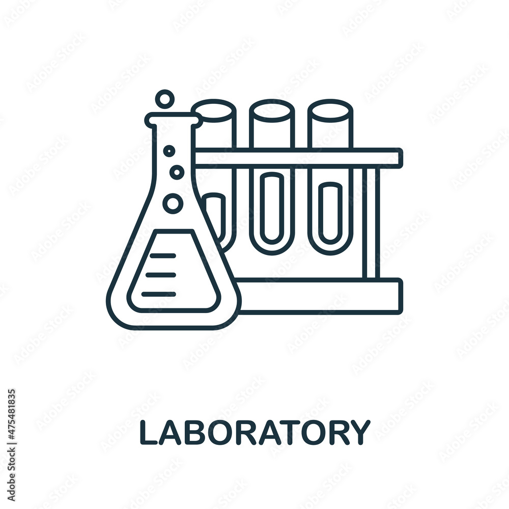 Poster laboratory icon. line element from bioengineering collection. linear laboratory icon sign for web de
